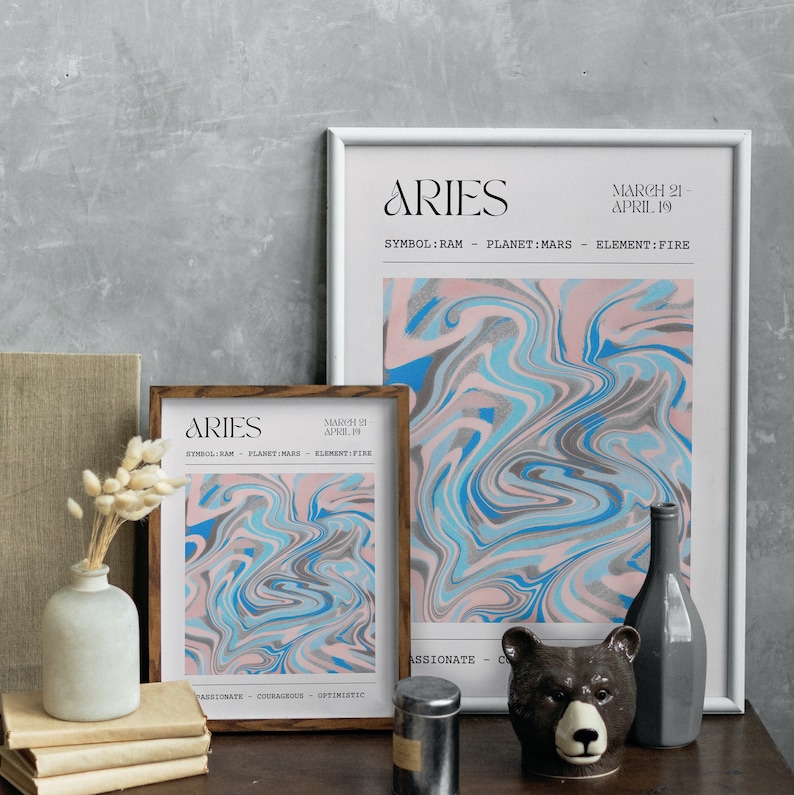 Aries Zodiac Print Astrology Star Sign Poster Gifts for Etsy