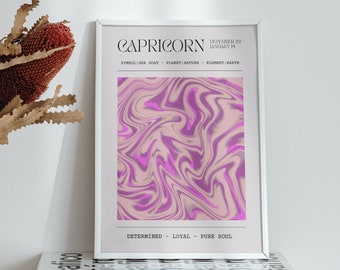 Capricorn Zodiac Art Print – Astrology Star Sign, Trendy Home Decor (PDF)