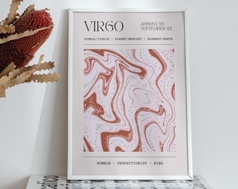 Virgo Zodiac Print - Astrology Star Sign Poster - Gifts for Her