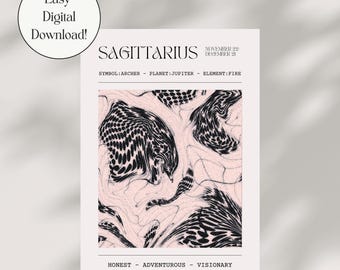 Sagittarius Zodiac Art Print – Astrology Poster (Digital Download)