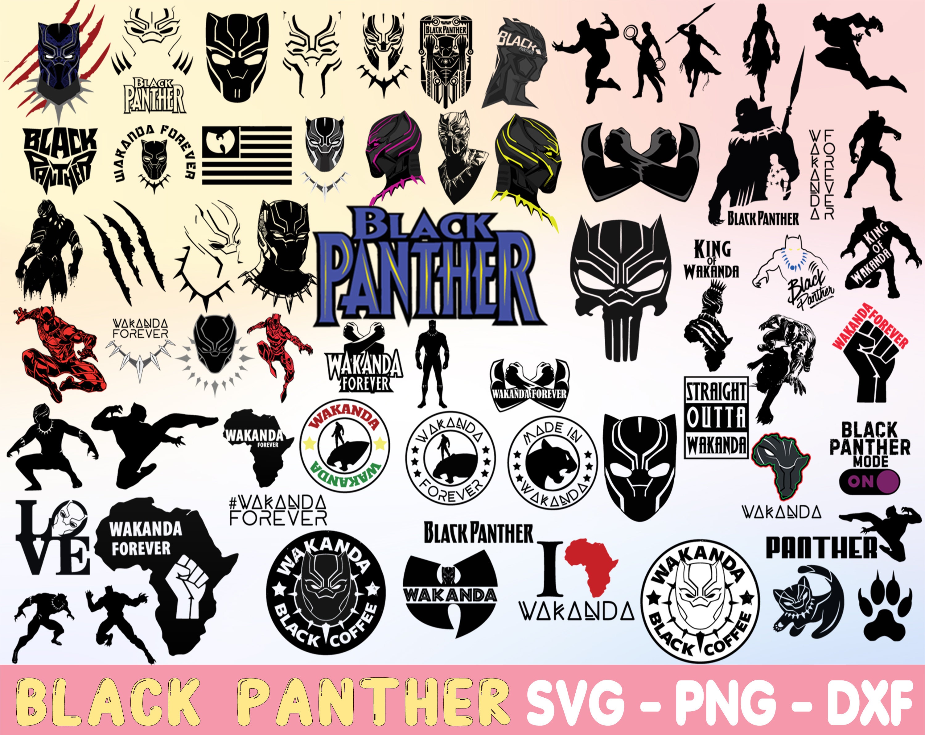 195 Black Panther Layered Designs Bundle Black Panther Etsy