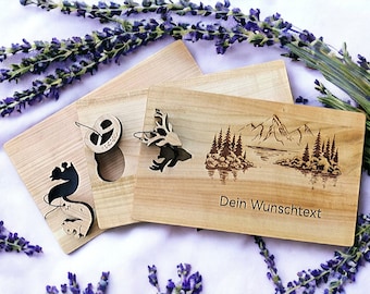 Frühstücksbrettchen personalisiert, Schneidebrettchen, Berge, Brotzeitbrett, Geweih,  Lasergravur, Muttertag, Vatertag, Geschenk für Männer,