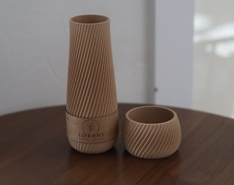 Minimal Planter Set CREASED in Five Colors - Eco Friendly, Zero Waste, Sustainably Made, 3D printed Unique Planter for Dried Flowers & Decor