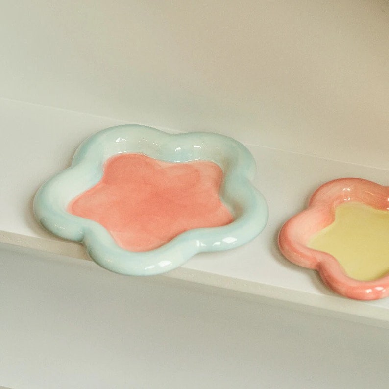 Chunky Ceramic Plates Aesthetic Pastel Plate Chubby Bubble Etsy