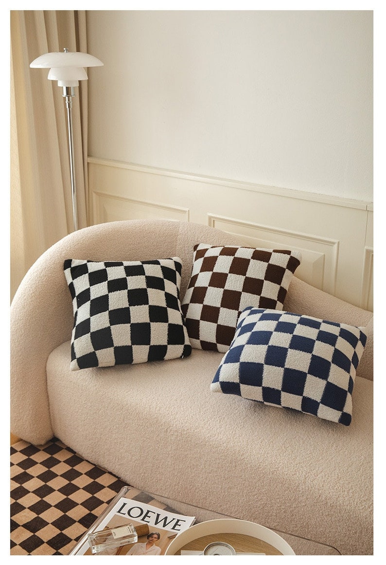 Checkered Pillow Cover Decorative Trendy Throw Pillows Etsy