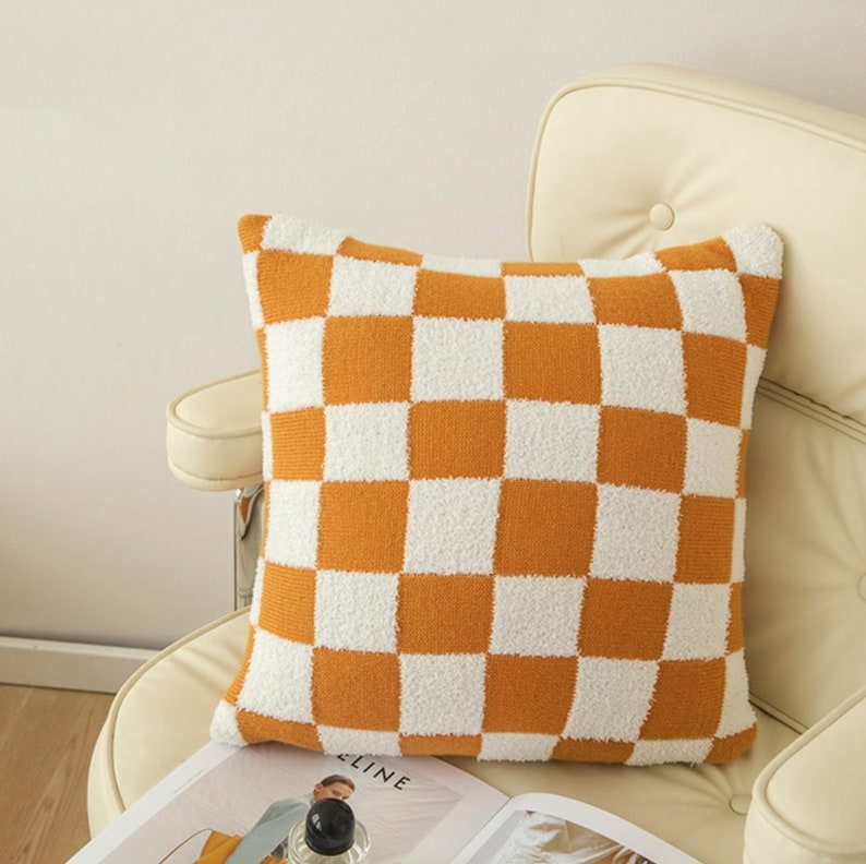 Checkered Pillow Cover Decorative Trendy Throw Pillows Etsy