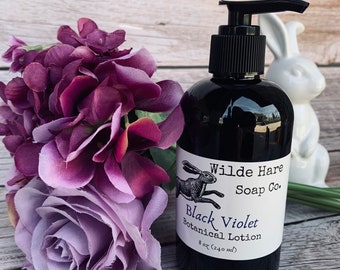 Black Violet Scented Botanical Vegan Body Lotion, Free US Shipping