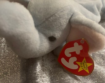 Rare light blue Peanut beanie baby with tag errors