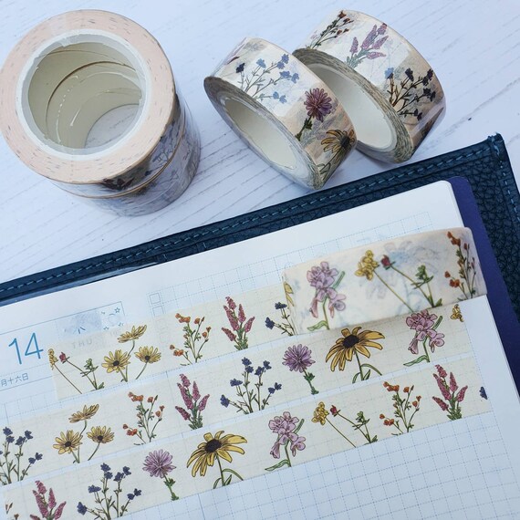 Wildflowers Washi Tape 15mm floral vintage flowers