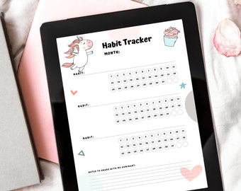 Unicorn Monthly Habit Tracker | Submissive Monthly Habit Tracker | Submissive Digital Habit Tracker | DDlg Submissive Digital Habit Tracker