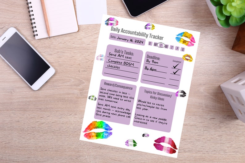 Pride Flag D/s Daily Accountability Tracker (digital Download) - Etsy