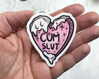 Cum Slut Candy Heart Sticker | BDSM Sticker | Kinky Sticker | Kinky Decal | Adult Sticker | NSFW Sticker | BDSM Gift | Waterproof Decal