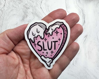 Slut Candy Heart Sticker | BDSM Sticker | Kinky Sticker | Kinky Decal | Adult Sticker | NSFW Sticker | BDSM Gift | Waterproof Decal