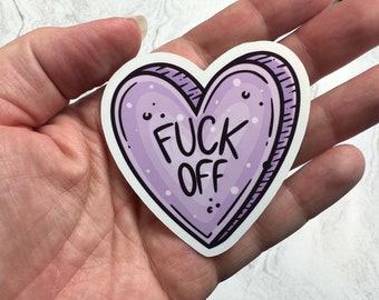 F*ck Off Candy Heart Sticker | BDSM Sticker | Kinky Sticker | Kinky Decal | Adult Sticker | NSFW Sticker | BDSM Gift | Waterproof Sticker