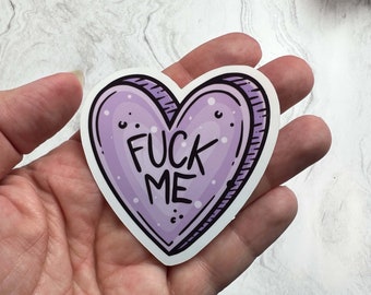 F*ck Me Candy Heart Sticker | BDSM Sticker | Kinky Sticker | Kinky Decal | Adult Sticker | NSFW Sticker | BDSM Gift | Waterproof Sticker