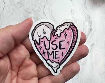 Use Me Candy Heart Sticker | BDSM Sticker | Kinky Sticker | Kinky Decal | Adult Sticker | NSFW Sticker | BDSM Gift | Waterproof Decal