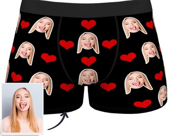 Boxer personnalisé avec visage, cadeaux pour la Saint-Valentin, anniversaire, anniversaire, cadeau de mariage personnalisé pour le marié, avec image de visage