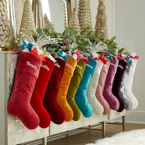 Custom Name Embroidered Christmas Stockings Personalized Stockings Holiday Family Stockings Monogram Christmas Stockings Christmas decor