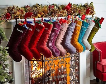 Personalized Christmas Stockings Custom Name Holiday stockings Velvet Christmas Family Stockings Monogram Christmas Stocking Christmas Decor