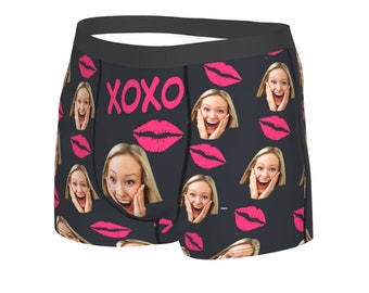 Saint-Valentin Personnalisé Face Boxer Slips Custom Face Boxer pour hommes Mari / petit ami Anniversaire / anniversaire / cadeau de mariage, sous-vêtements photo