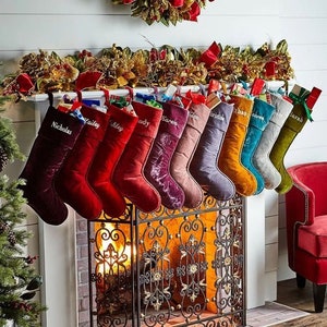 Sale ! Christmas Embroidered Stockings, Personalized Velvet Christmas Stockings, Name Stockings, Holiday Stockings, Christmas Decor Gifts,