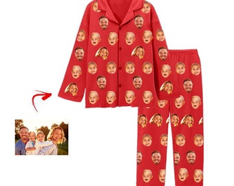 Christmas Custom Face Pajama Pants For Women Men, Personalized Photo Pajama set, dog cat pet Picture Pajama, Holiday Family Matching pajama,