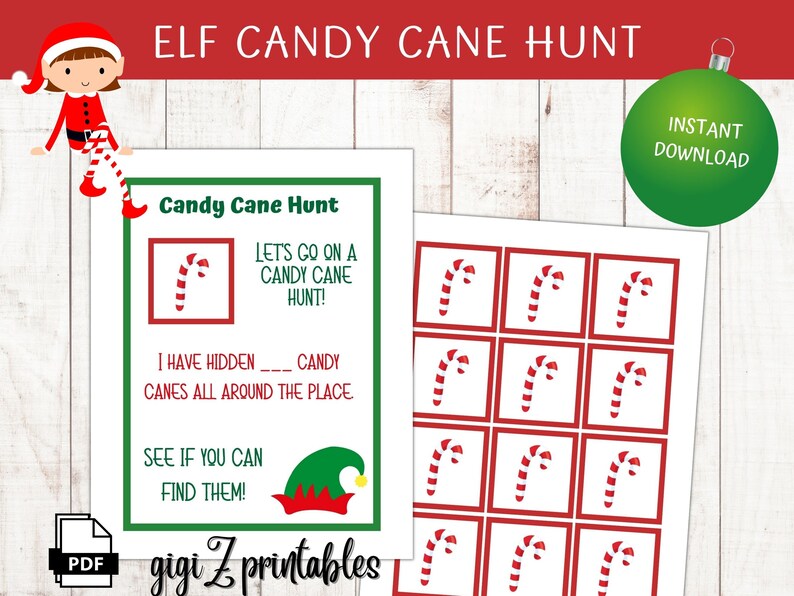 Printable Scavenger Christmas Hunt Elf Candy Cane Hunt Game Etsy