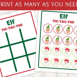 Easy Elf Activity Printable Tic tac toe Game Elf Prop Etsy