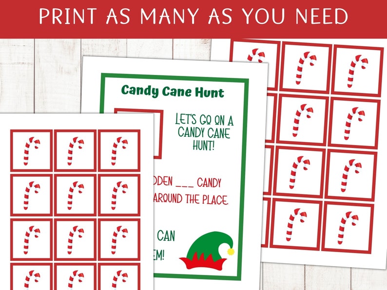 Printable Scavenger Christmas Hunt Elf Candy Cane Hunt Game Etsy