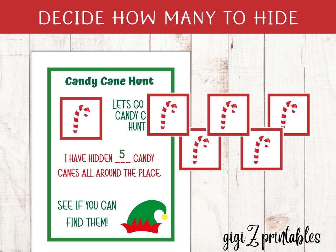 Printable Scavenger Christmas Hunt Elf Candy Cane Hunt Game Etsy