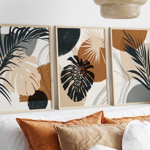 Boho Abstract Wall Art Prints Boho Wall Decor Set of 3 Etsy