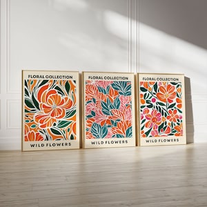 Set Of 3 Botanical Wall Art, Boho Home Decor, Bohemian Poster Print, Nature Lover Gift, Modern Floral Wall Decoration, Kitchen Wall Hanging