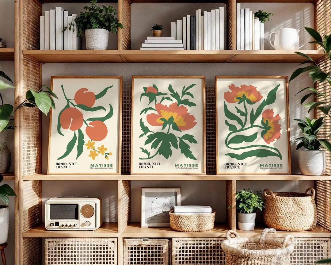Floral Wall Art Set of 3, Matisse Inspired Abstract Flower Prints - Etsy