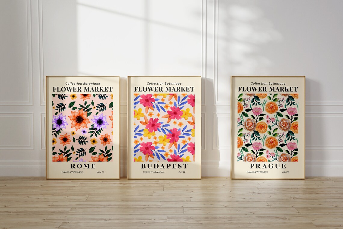 Set of 3 Matisse Flower Market Prints, Boho Flower Art, Bedroom Wall ...