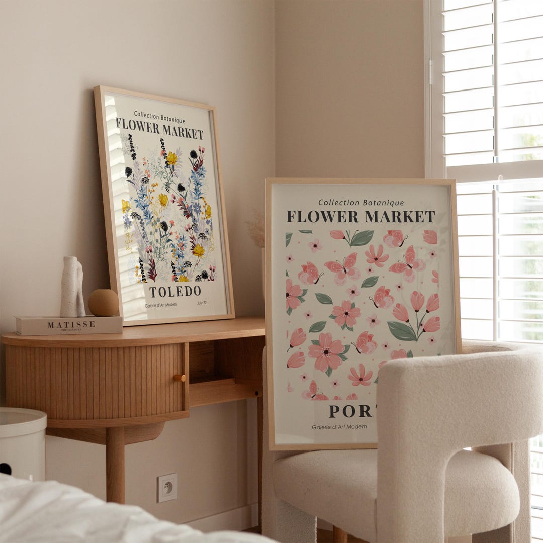 Flower Market Wall Art Set of 2: Vintage Botanical Floral Posters - Etsy