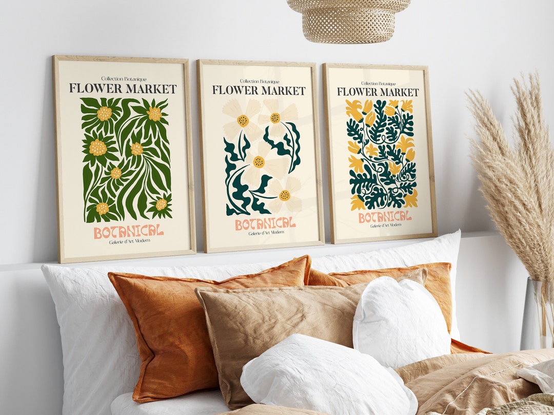 Set of 3 Matisse Flower Market Prints, Boho Flower Art, Bedroom Wall ...