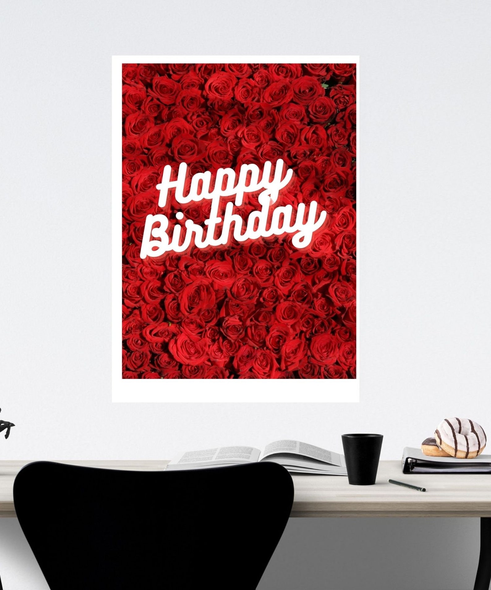 Wall Art Birthday Card for Her Printable, Happy Birthday, Watercolor