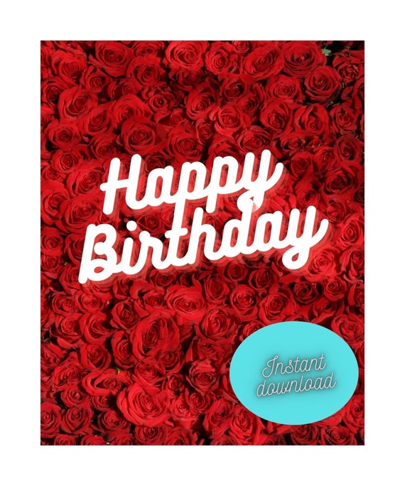 Wall Art Birthday Card for Her Printable Happy Birthday | Etsy