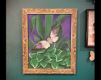 Ghost Cicada, framed painting on canvas
