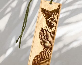 Cat Wood Bookmark, laser cut bookmark