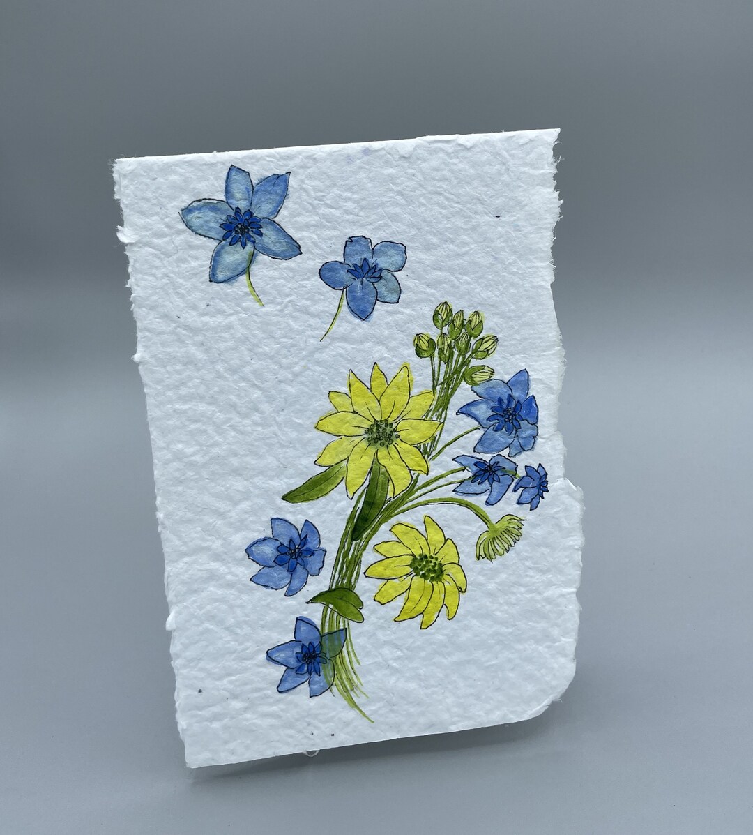 Hand Painted Greeting Card on Handmade Paper, Blank Inside - Etsy