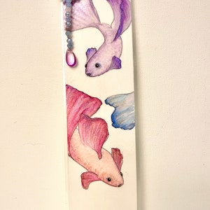 Hand Painted, watercolor, Bookmark, Beta Fish