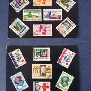 Congo Collectible Stamps on 9 Postcards  Complete Set !  African Stamps