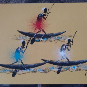 African Original Folk Art 10&quot; by 6.5&quot; .   African Ink Drawings, African Abstract Art, Boutique, Boat Art, Man Cave
