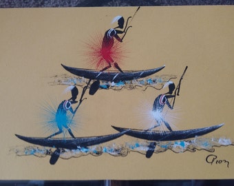 African Original Folk Ink Art  10" by 6.5".  not framed