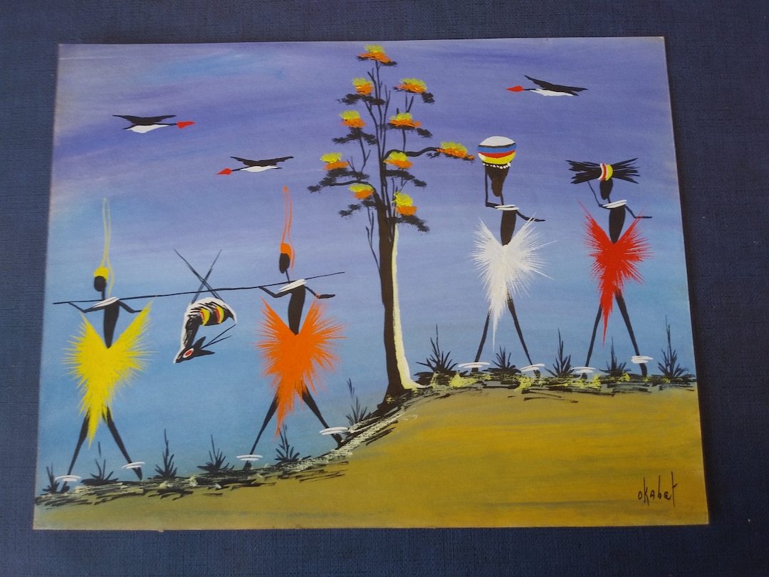 Vintage African Folk Art 12.5 X 9.5 32,5cm X 25cm Read Description