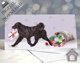 Wetterhoun - Gift Thief Festive Christmas greeting card - Digital design to instantly download & print at home