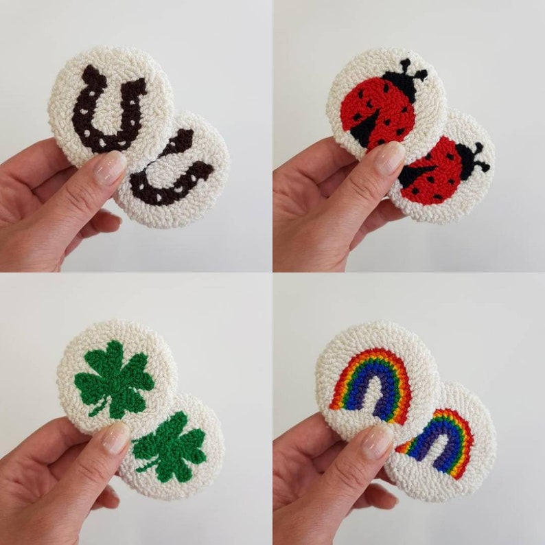 Punch Needle Car Coasters Set of 2 Car Coaster New Car Gift Etsy