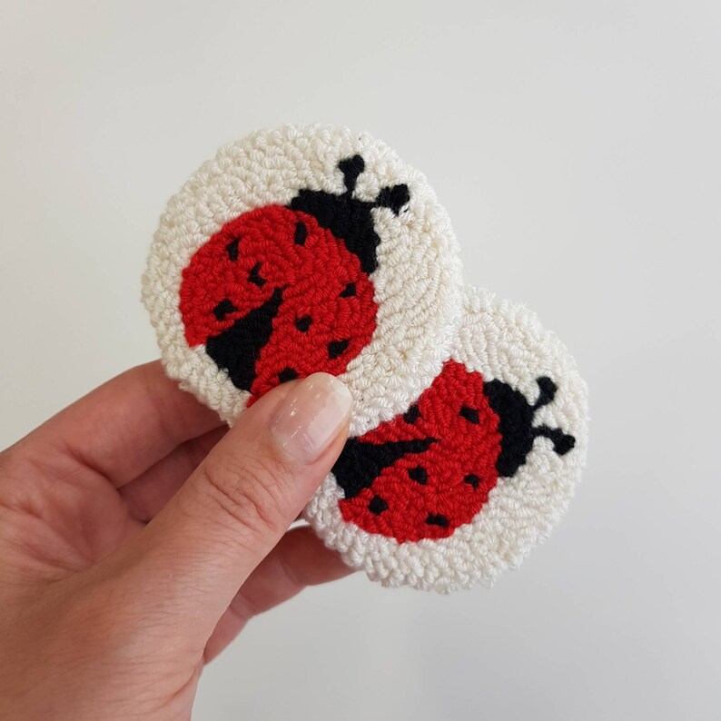 Punch Needle Car Coasters Set of 2 Car Coaster New Car Gift Etsy