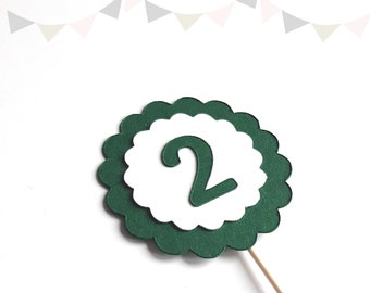 Birthday Party Cupcake Toppers, Scalloped Cardstock, Personalized Age Number - set of 12